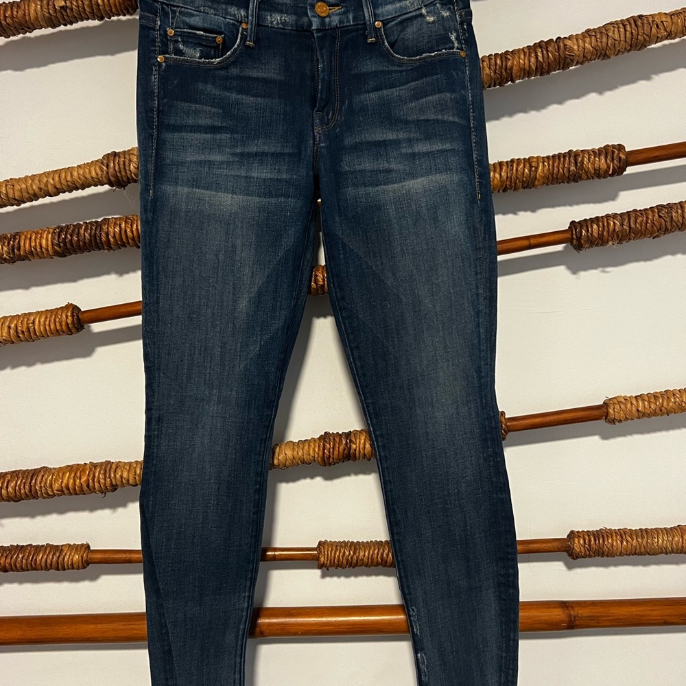 MOTHER Blue Skinny Jeans with Vintage Wash